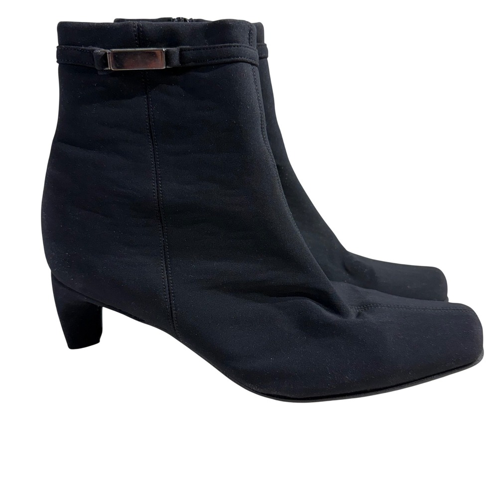 Stephane Kelian Ankle Boots Vintage US 6 Black Square Toe Kitten Heel France